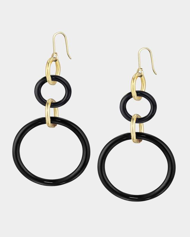 18K Gold Double Onyx Stella Earrings